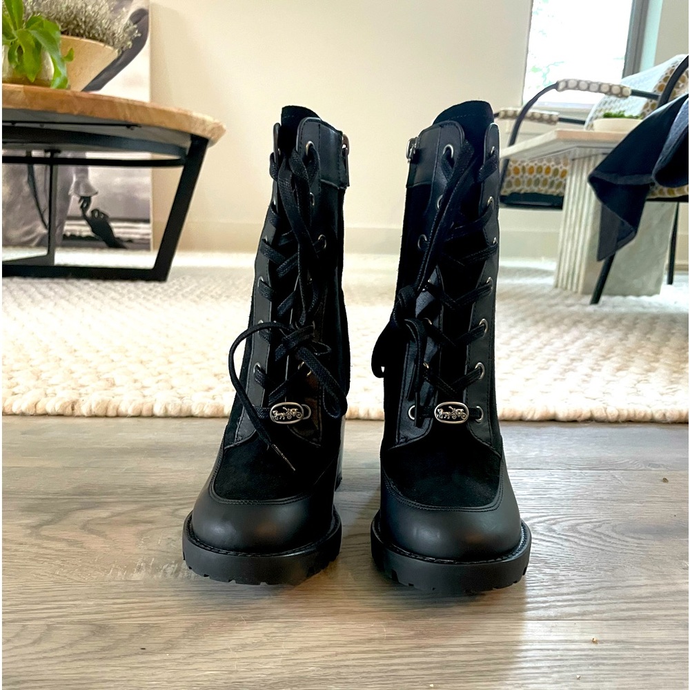 Coach Hedy lace up black boots